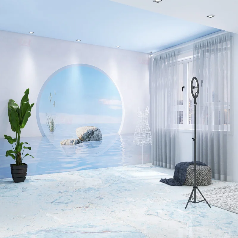 3D space extension wallpaper clothing broadcast room background wall cloth beauty salon wall decoration