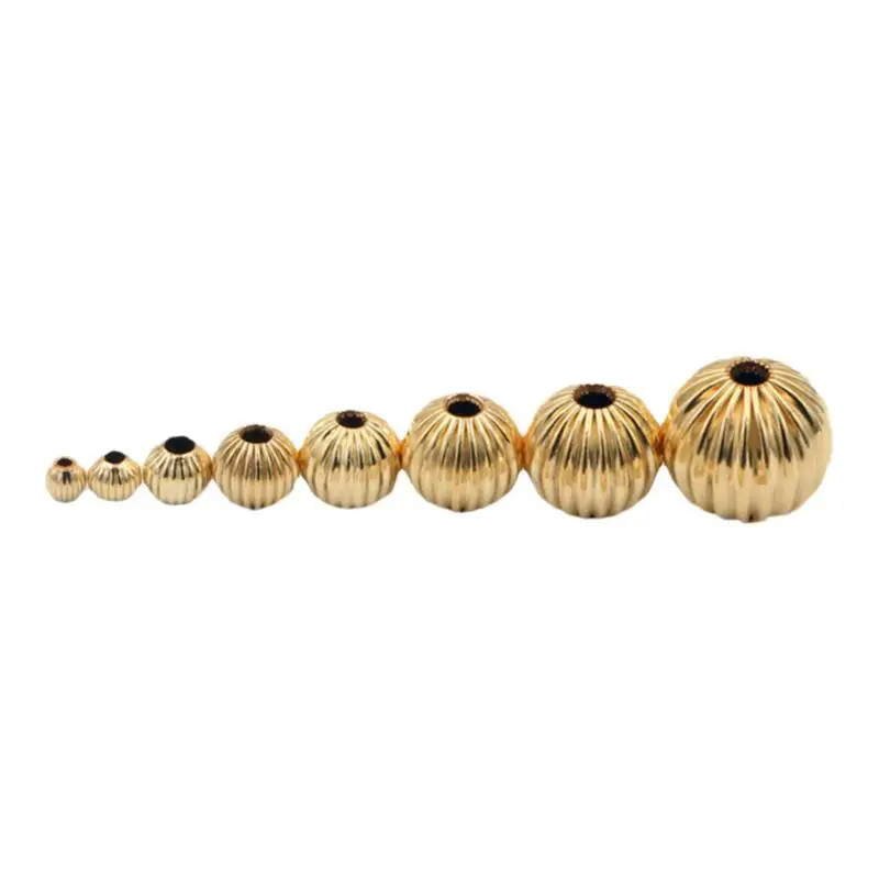 GLORY PACE Corrugated Pumpkin Beads different size 14k gold filled for permanent jewelry chains findings jewellery wholesale
