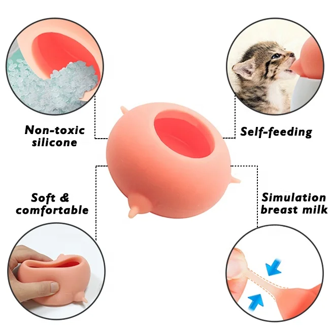 Pet Puppies Feeder 4 Nipples Puppy Nursing Station Silicone Puppy Nipple Pet Milk Feeding Bowl For Baby Cats Dogs