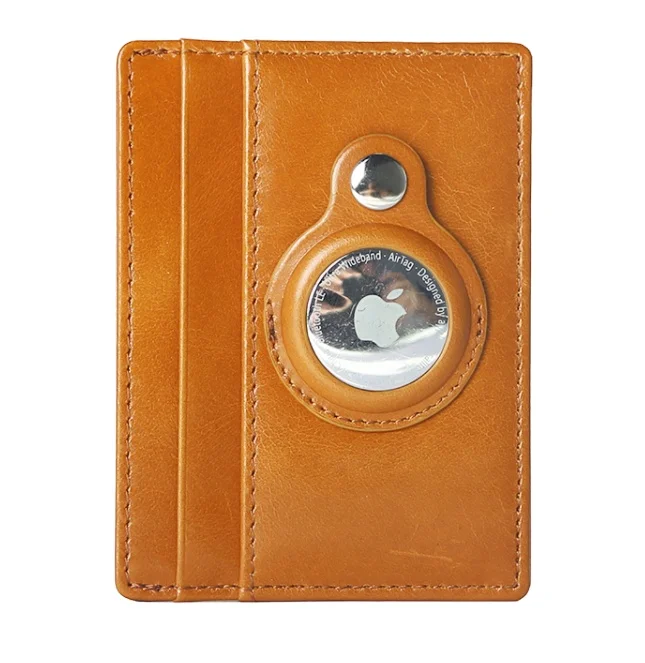Hanman original manufacturer New Design Air Tag Holder Card Wallet Slim Oil Leather Air tag Wallet Luxury Compact pocket wallet