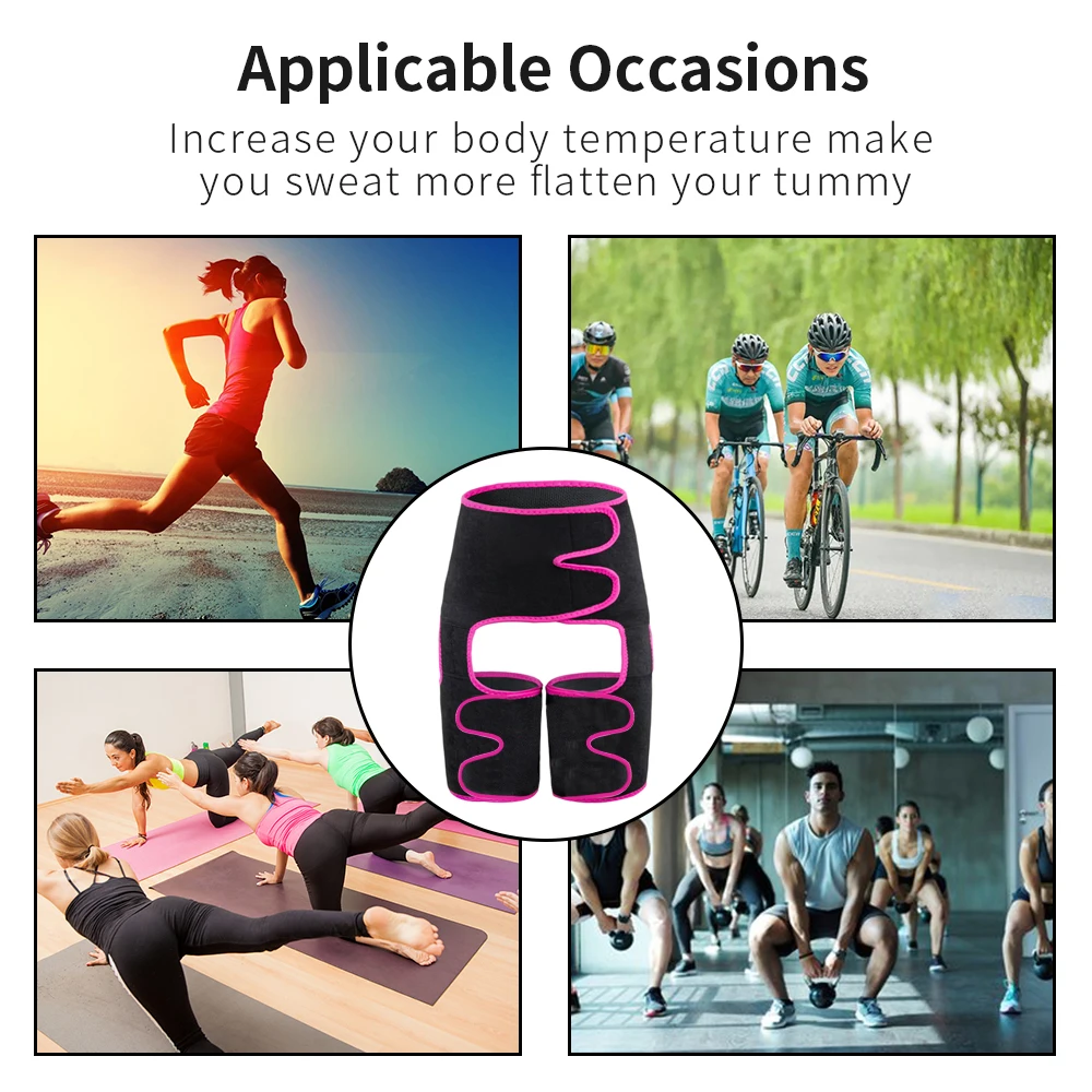 Women ladies 3 In 1 Waist And Thigh Trimmer Slimming Belt High workout fitness Trainer waist Sweat Belt for bodybuilding