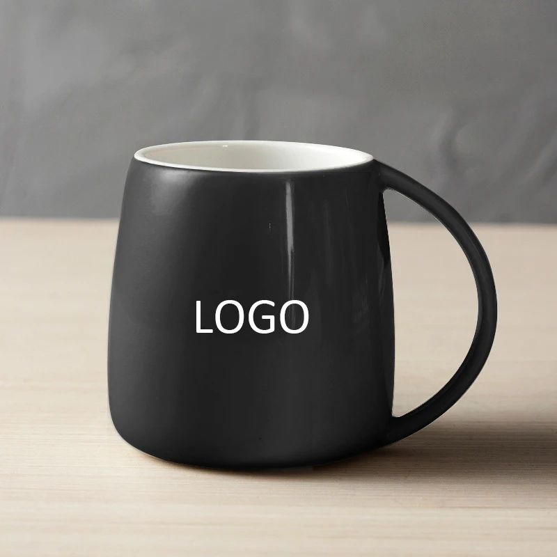 8 12 14 16 ounce Black Matte Mug Large Capacity Laser Engraving Ceramic Water Cup Creative Coffee Cup Logo Customization