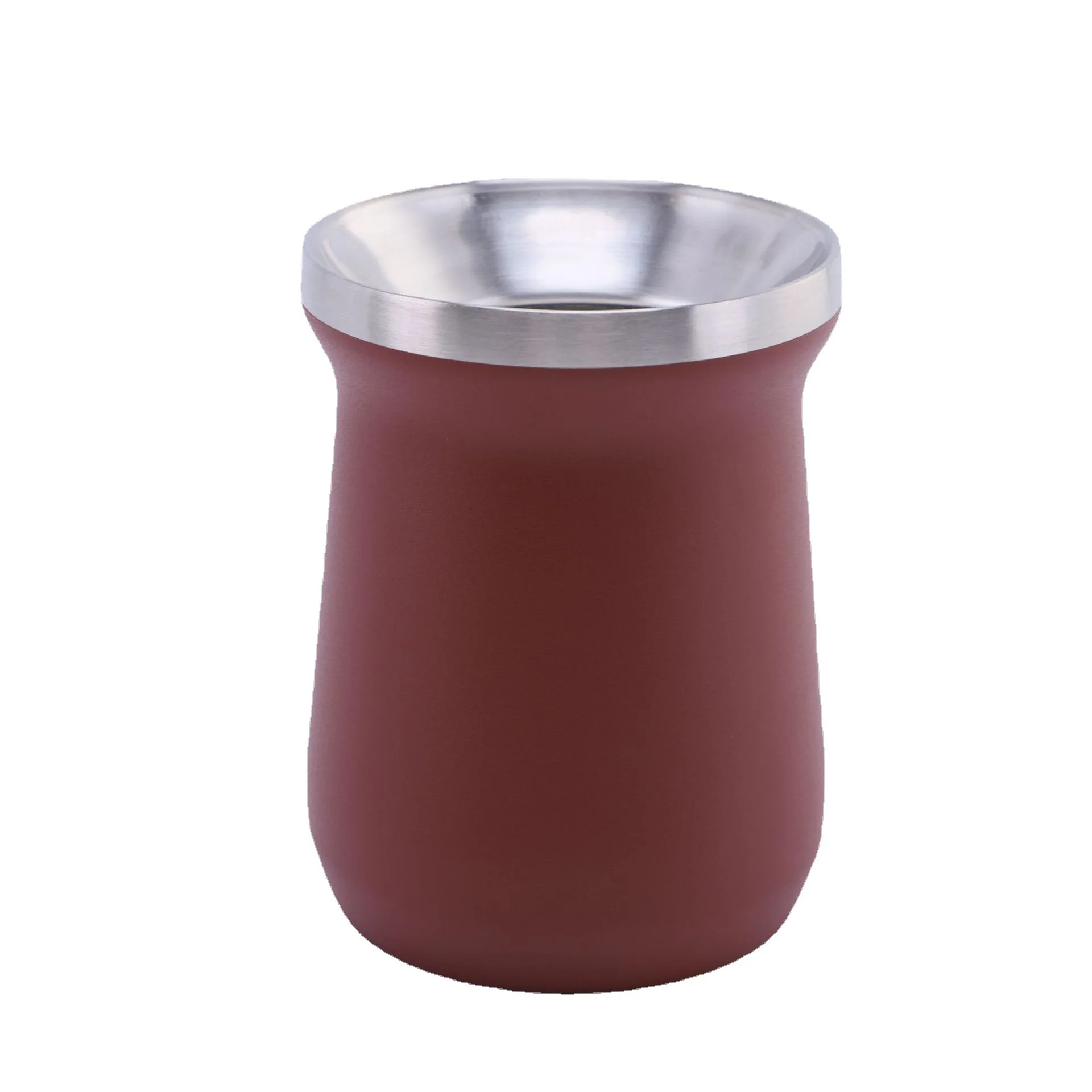 8oz Double Walled Insulated Stainless Steel Coffee Tea Cup Yerba Mate Cup with Bombilla Straw Tea Water Bottle