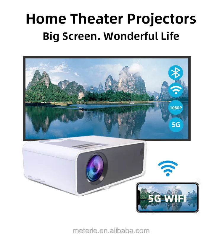 Mini Projector Naitve 720P Support Full 1080P Display and 120' Large Screen Portable Video Projector