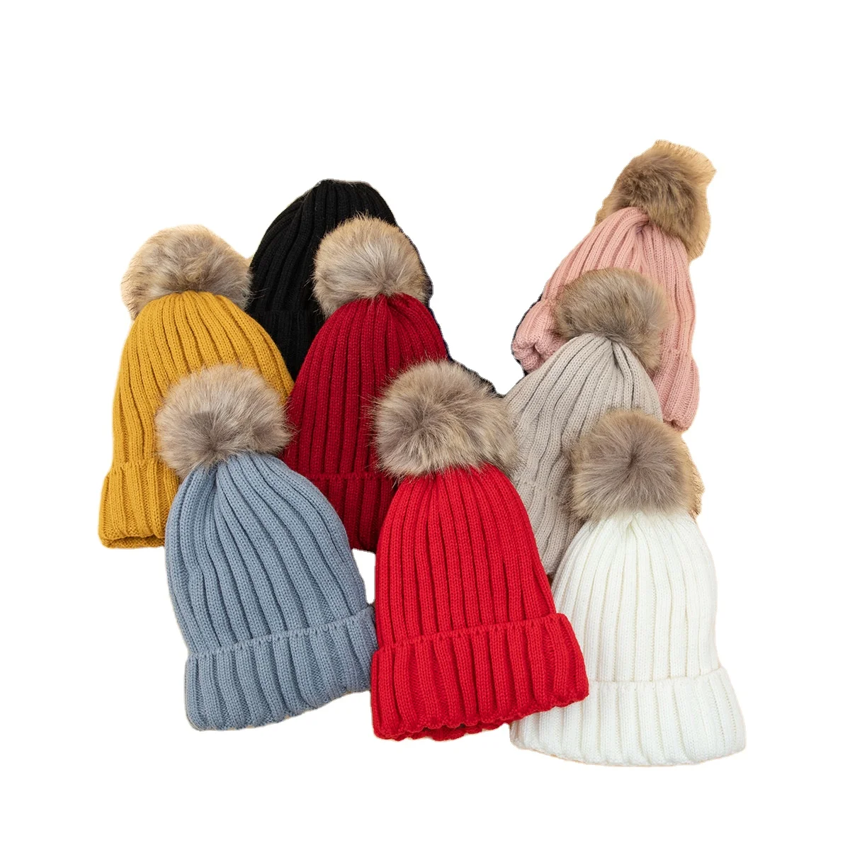 Wholesale Fashion Wool Knitted Hat Winter Cold Warm Hat Plus Velvet Thickened Joker Ladies Face-Lifting Travel Beanie