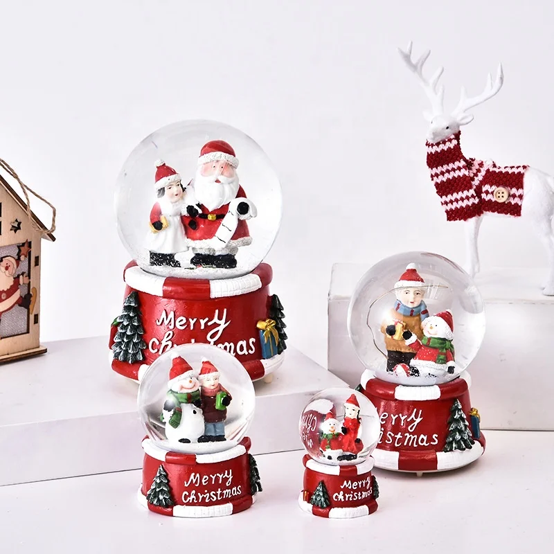 resin crafts Glass snow globe home decoration gift christmas crystal balls music box