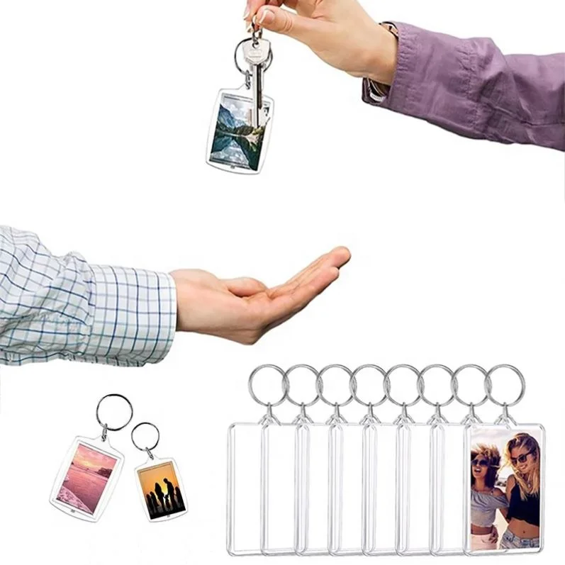 Clear Blank Acrylic Keychain Creative Mini Photo Album Keychain Transparent Plastic Tags Hanging Photo Blank Plastic Key Chains