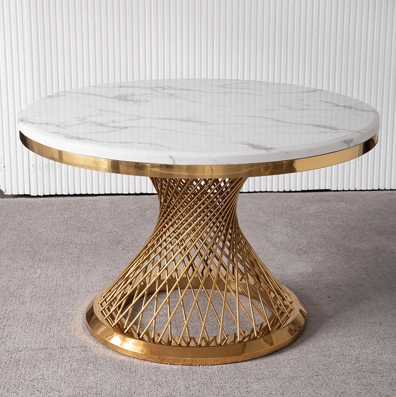 A8065 small pretty waist round marble rotating dining room table
