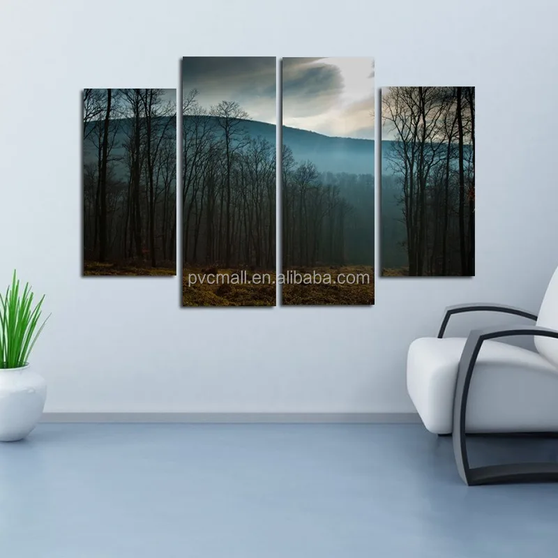 Natural landscape trees forest house wall art pictures and posters printed art prints on canvas painting