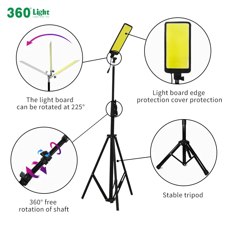 Conpex FR-20 Lightweight Portable Telescopic Rod LED Light 19W 2100LM Remote Control Tripod Fixed COB LED Fishing Hiking Diving
