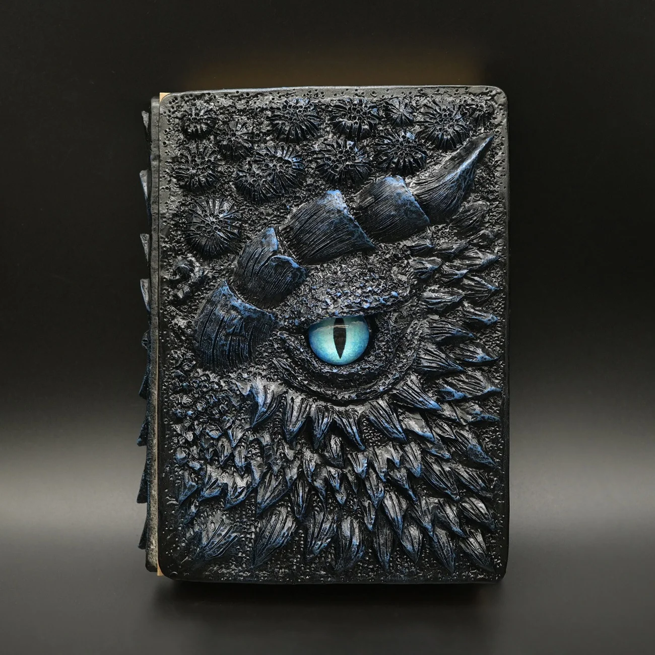 Fun Blue Eye of The Devil Resin Dragon Book Cover and Papers A5 Kraft Notebook for Gamer