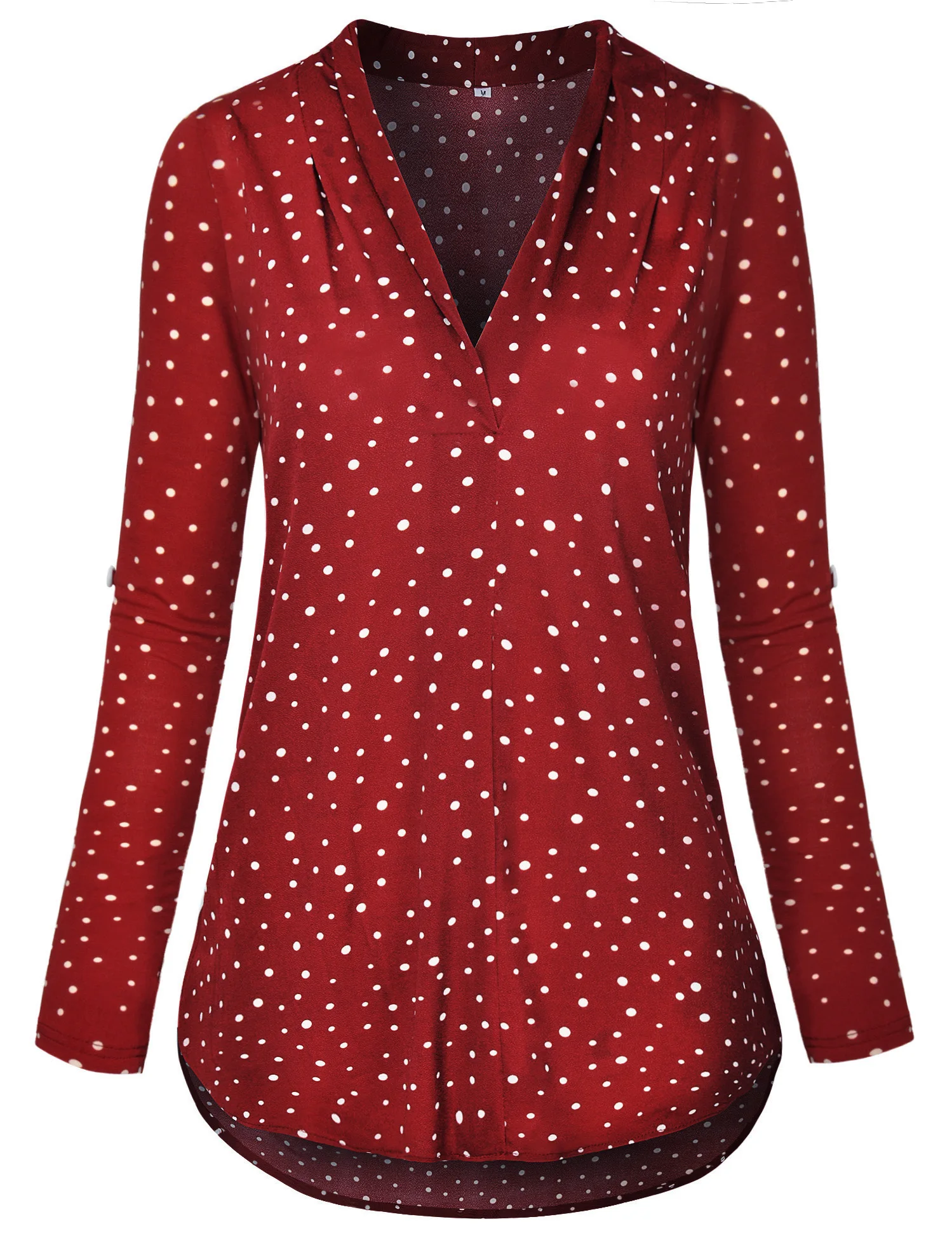 Latest Design Women Casual Wear Long Sleeve Split V Neck Tunic Tops