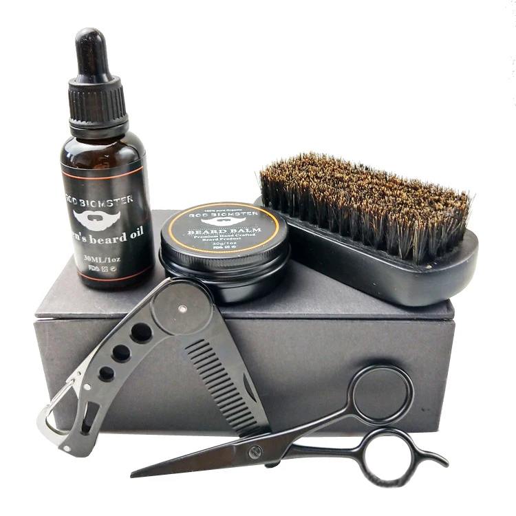 High quality private label men grooming kit beard care gift set with beard oil balm