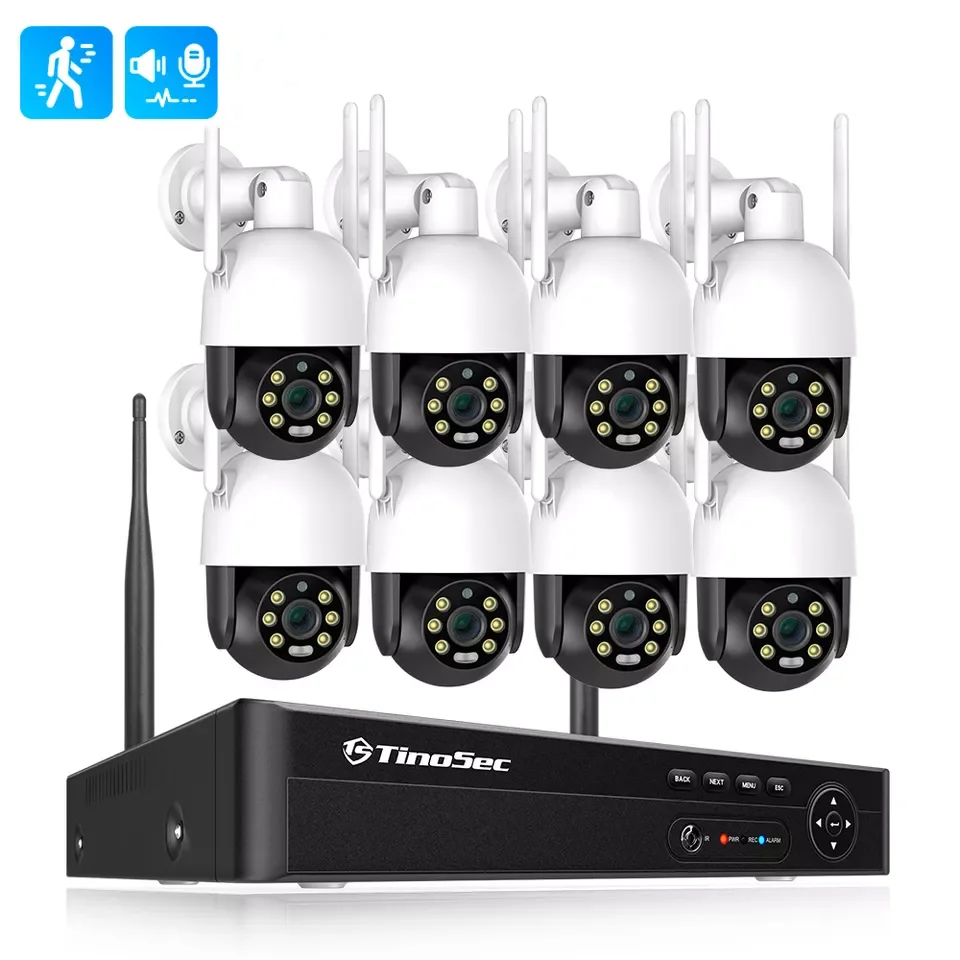 Techage открытый 5Mp 8-канальный Cctv камера системы двухстороннее аудио домашняя камерная система