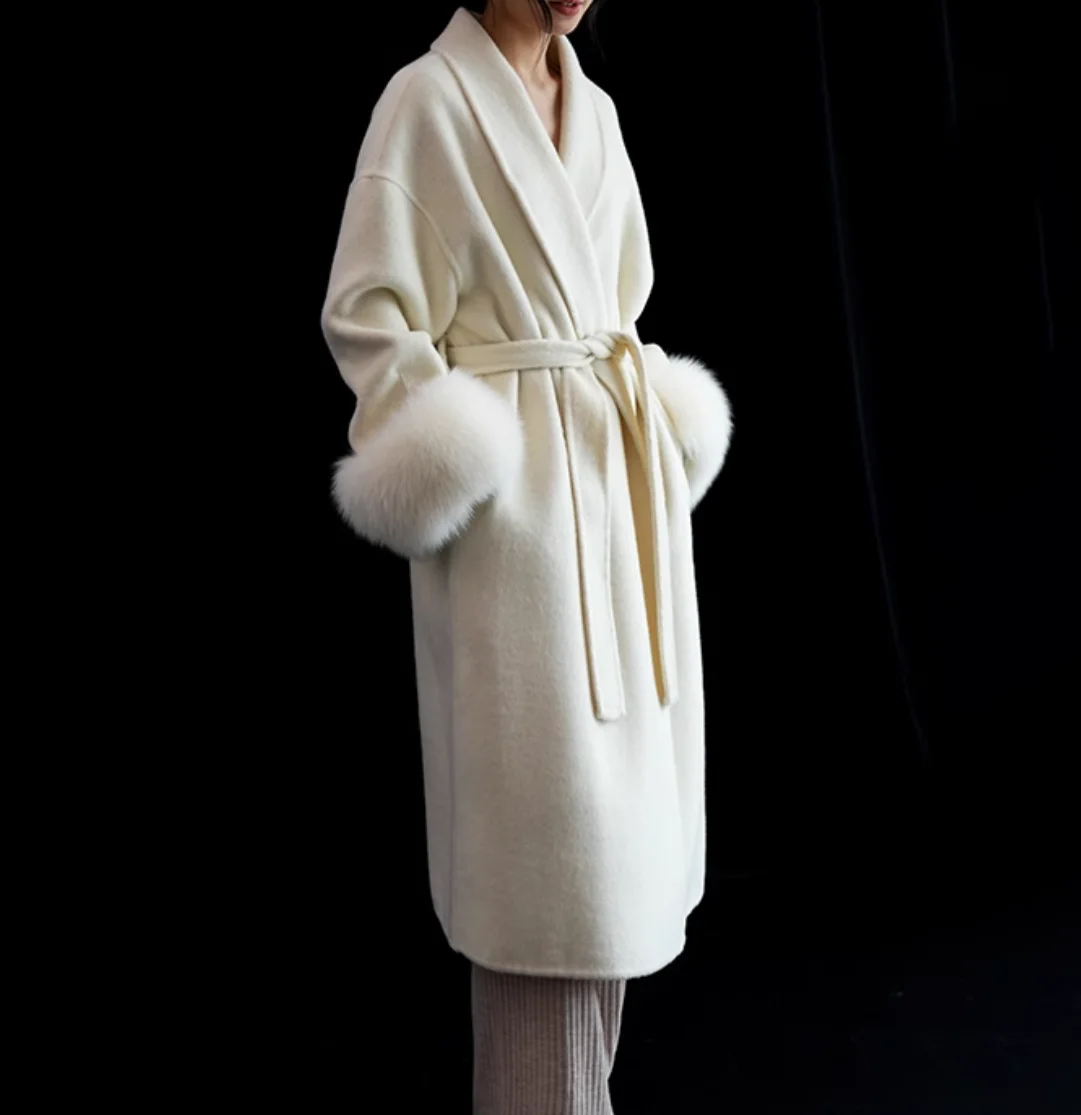 New Arrival QC24029 Hot Selling  Women Casual Long Cashmere Coat