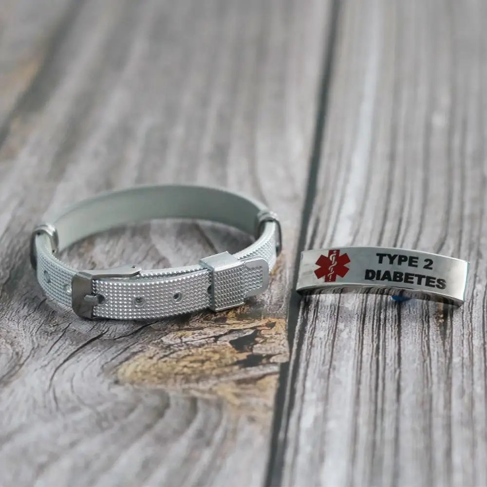 Lanson Stainless Steel Engravable DIABETES EPILEPSY ALZHEIMER ALLERGY Watch Strap Medical Alert ID Bracelets