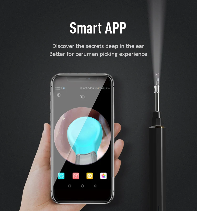 Earwax Removal Wifi Ear Cleaner Otoscope Visible Earpick 1080p Wireless Medical Safe Ear Pick Tool Ear Wax Remover with Camera