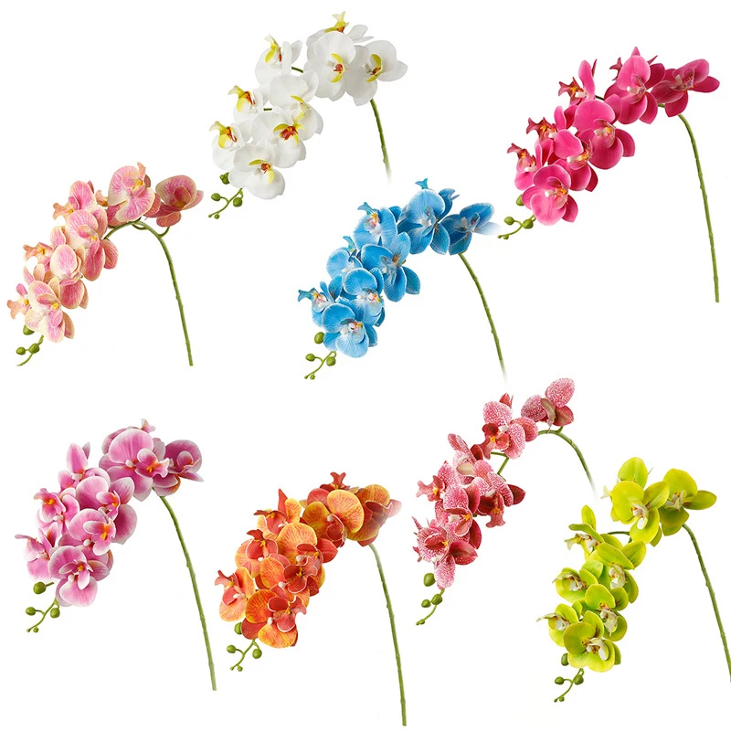 Artificial 3D printed 9-headed phalaenopsis flower single stick real touched European simulation orchid phalaenopsis