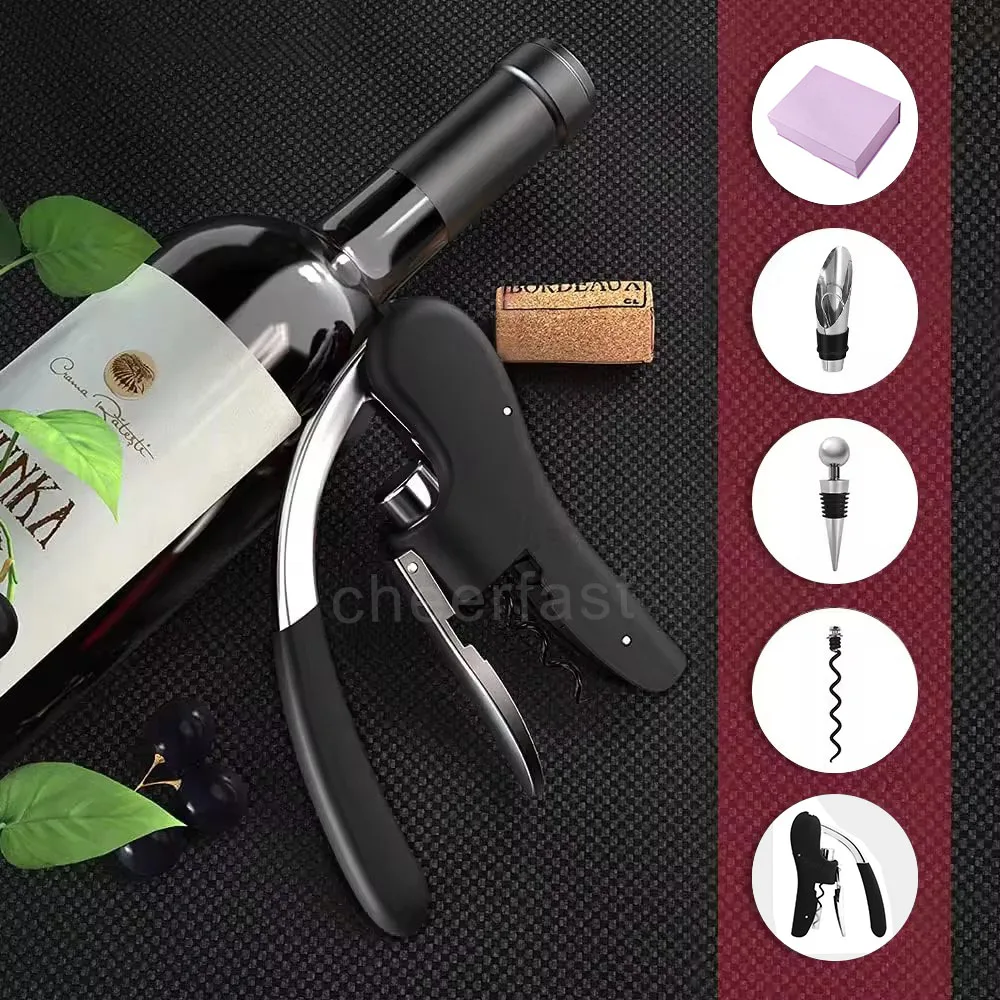 Customized Brand Goose Head Bottle Opener With Pourer With Wine Stopper Magnetic Box Gift Set Metal Goose Shaped Corkscrew Kit