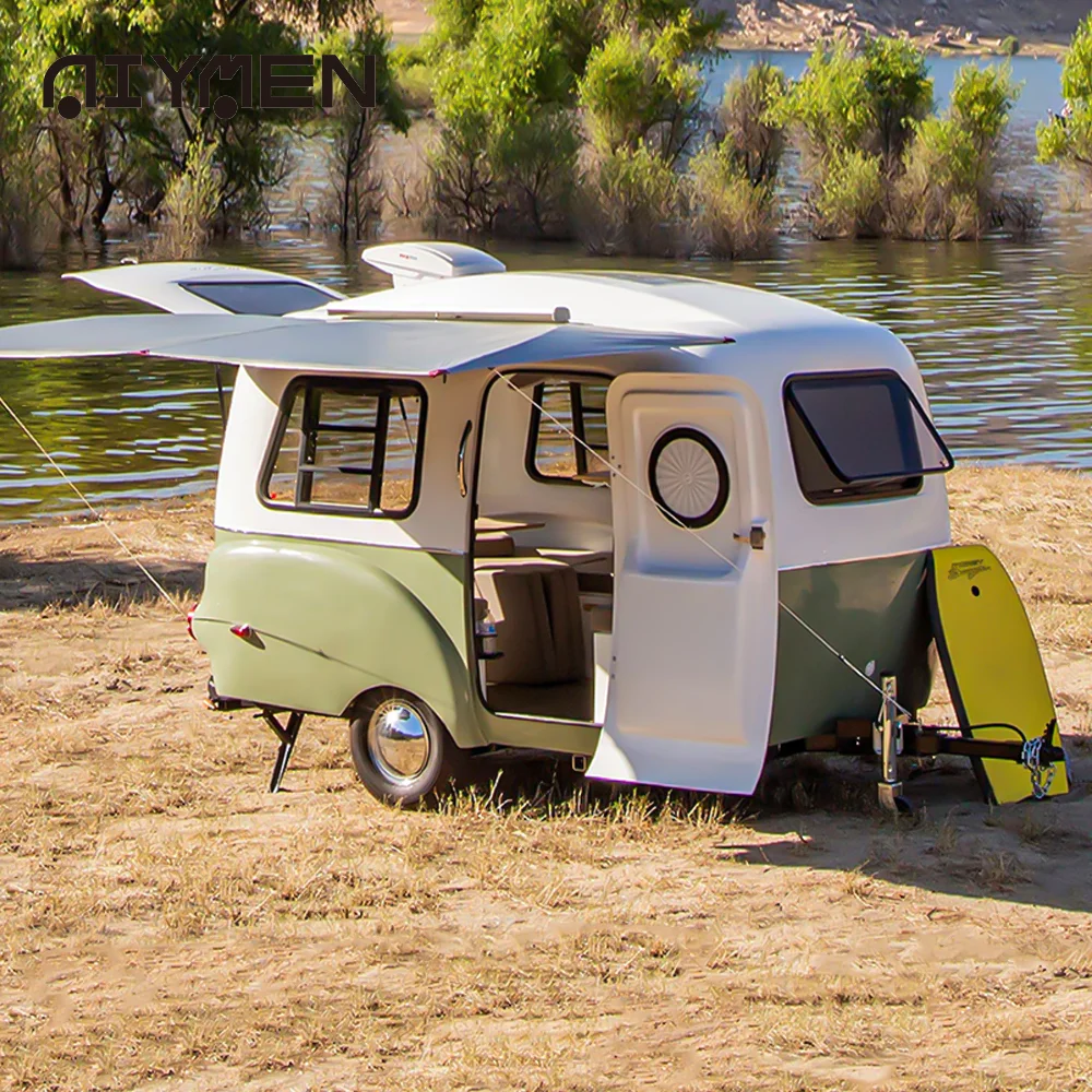 Teardrop Light Luxury Mini 4x4 RV Off Road Bicycle Camper Panel Ultralight Expandable Fiberglass Trailer With Bathroom Toilet