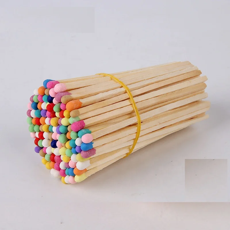 Colored matches Safety Match sticks Factory Wholesale Custom Matches 65 75 95 200mm long red pink black white tip Matchsticks