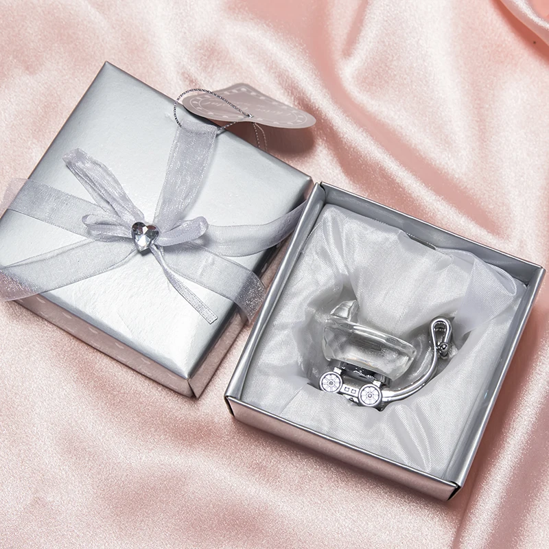 Baby one month wedding gift Crystal metal crafts Silver Crystal stroller