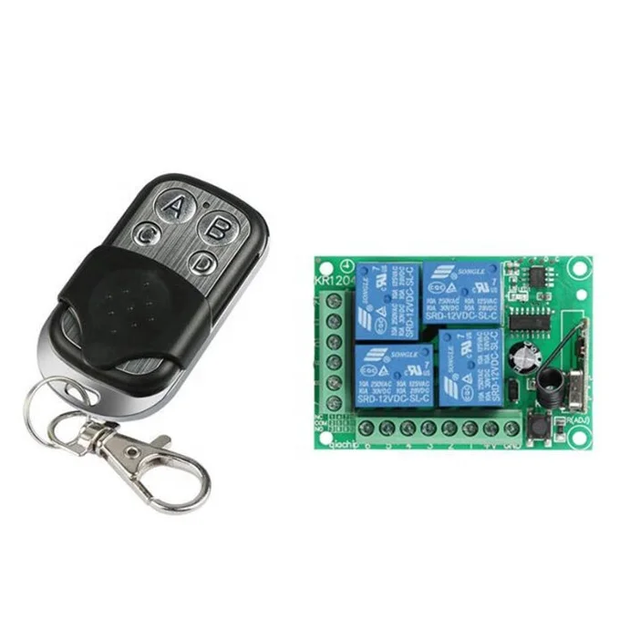 433Mhz Wireless Remote Control Switch DC12V 4CH Relay Receiver Module RF Transmitter 433 Mhz For Garage Door Opener