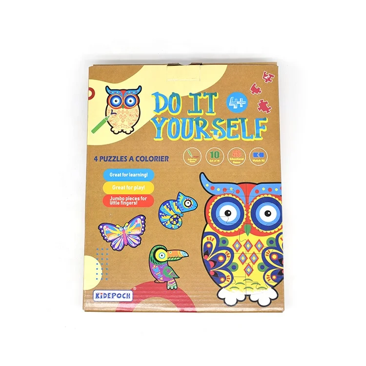 Educational Kids Toys 3d puzzle 4-Pack DIY Craft Blank Art Coloring jigsaw puzzle Develop Brain Puzzle