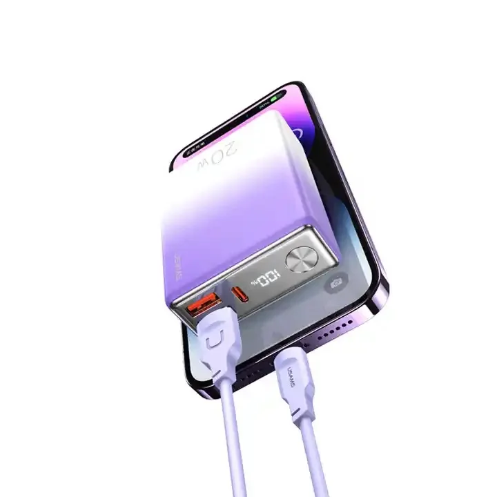 USAMS CD192 PD20W+QC3.0 Mobile Phone Quick Charger Digital Display Fast Charging Power Bank