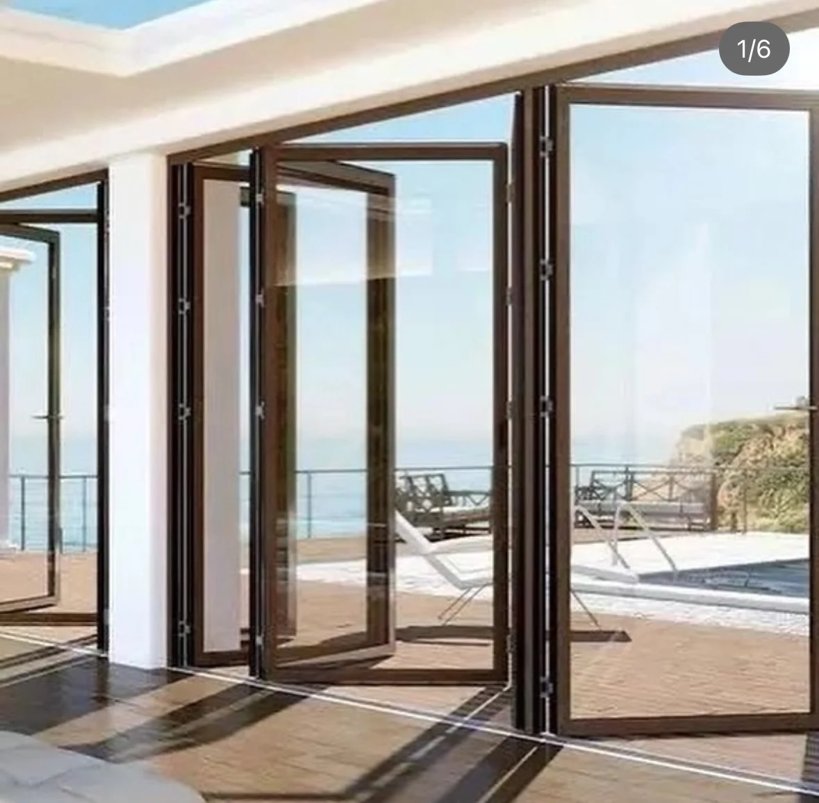 Modern Energy-Efficient Pocket Folding Door System Aluminium Alloy Foldable Steel Villa Entry Finished Surface Exterior