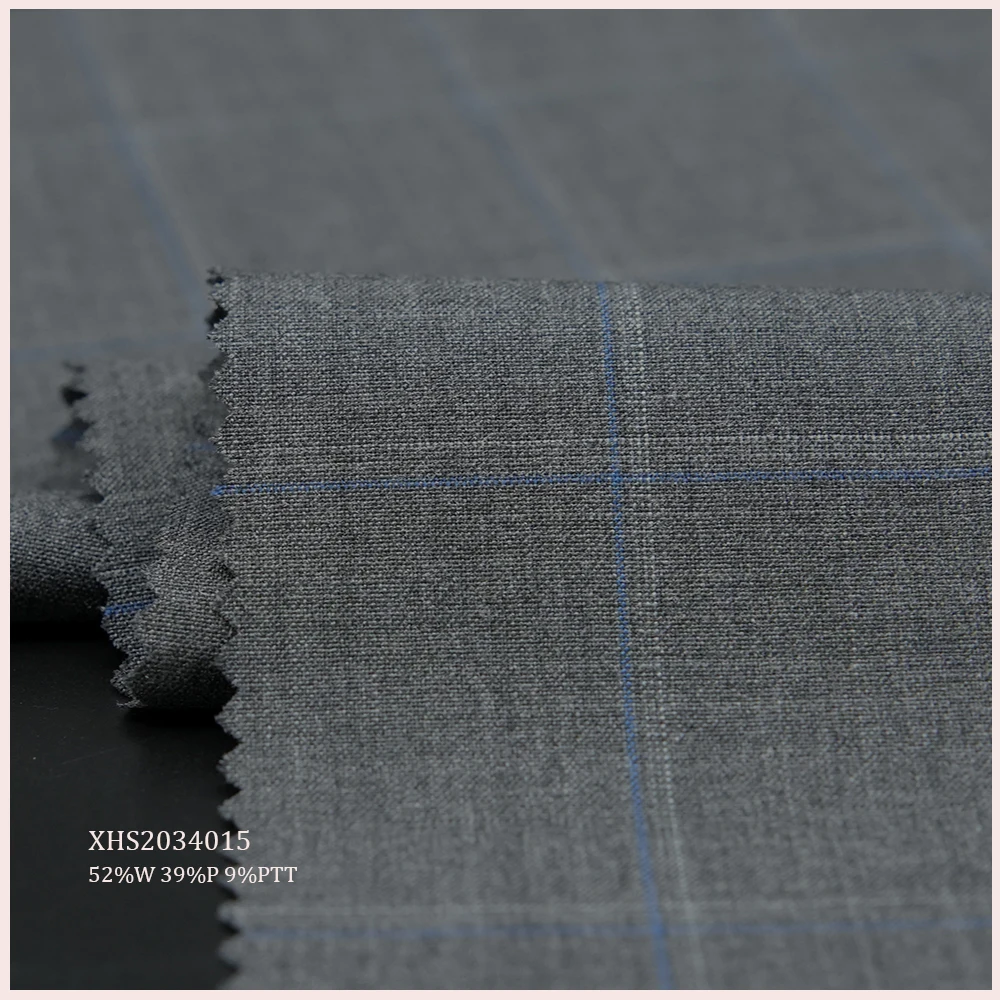 Stylish Blend Colors Check Design  wool Merino Wool Fabric 52% W 39%P 9%PTT  Blends Fabric  For Suit Casual Suit