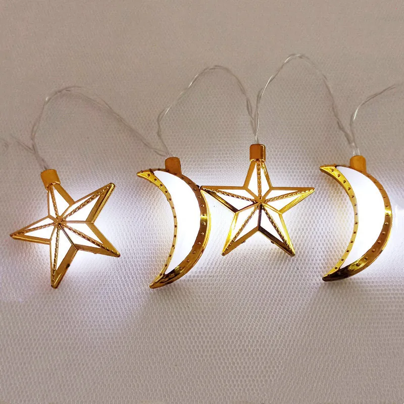 Украшение Рамадан Мусульманский Исламский ИД Мубарак кареем Луна Звезда сказочная гирлянда светодиодные украшения Рамадан