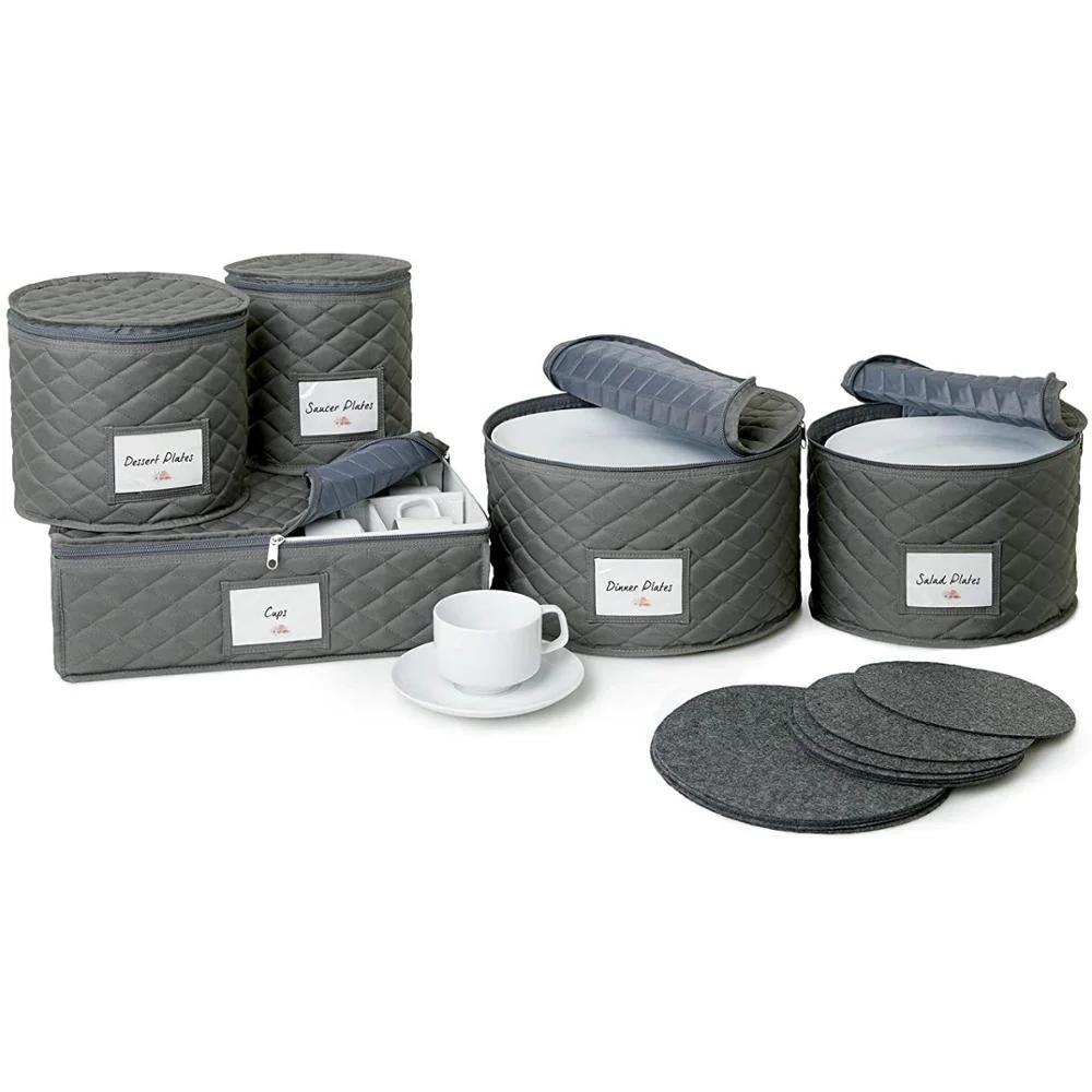 Контейнеры для хранения, 5 шт., набор для хранения посуды и чашек, стеганые китайские тканевые ящики для хранения, экологически чистые складные полиэфирные