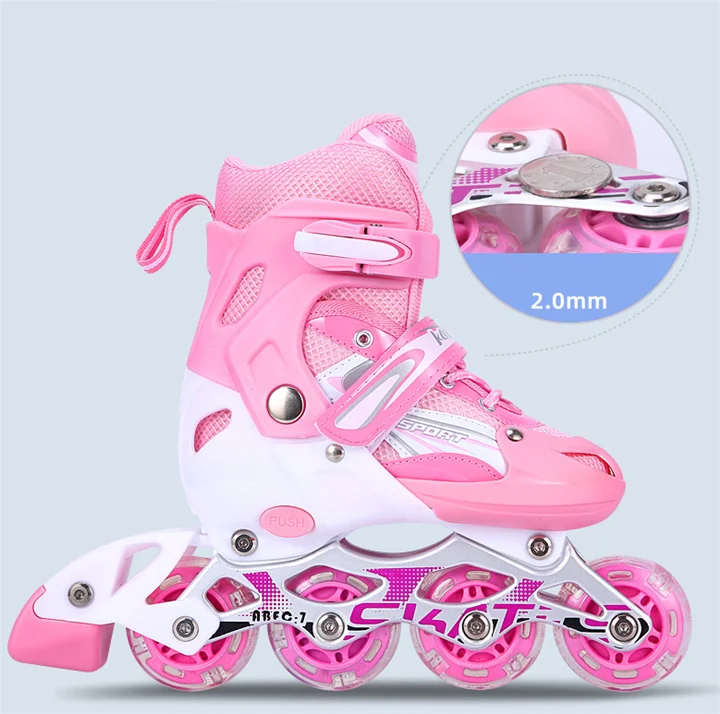 Adjustable Inline Skate Shoes Flashing Light Up Wheels Beginner Children Roller Skates Boys Girls  Roller Skate