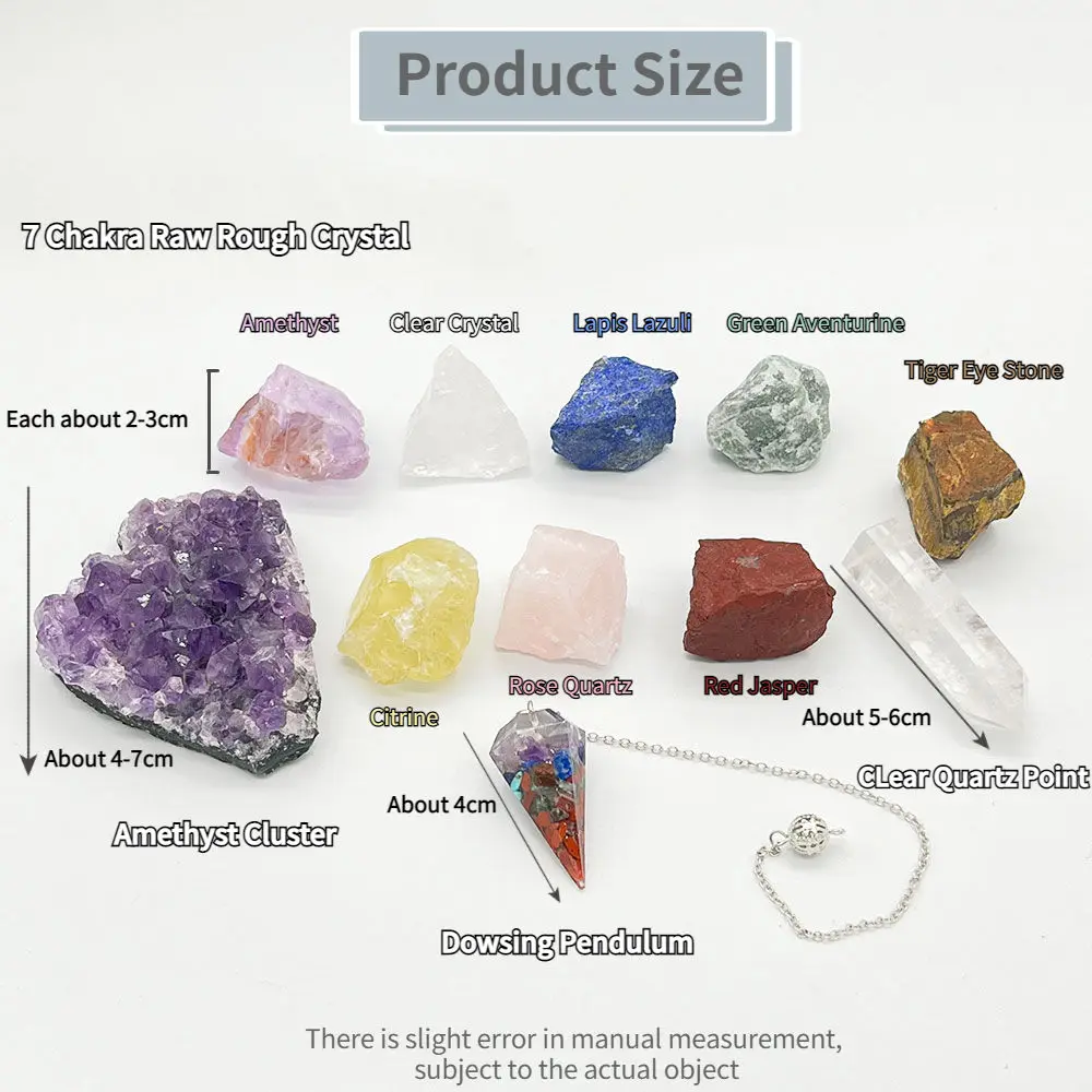 Gemstones Raw Healing Stones Clear Crystal 7 Chakra Stones Collection Point Set For Yoga Meditation Amethyst Gem
