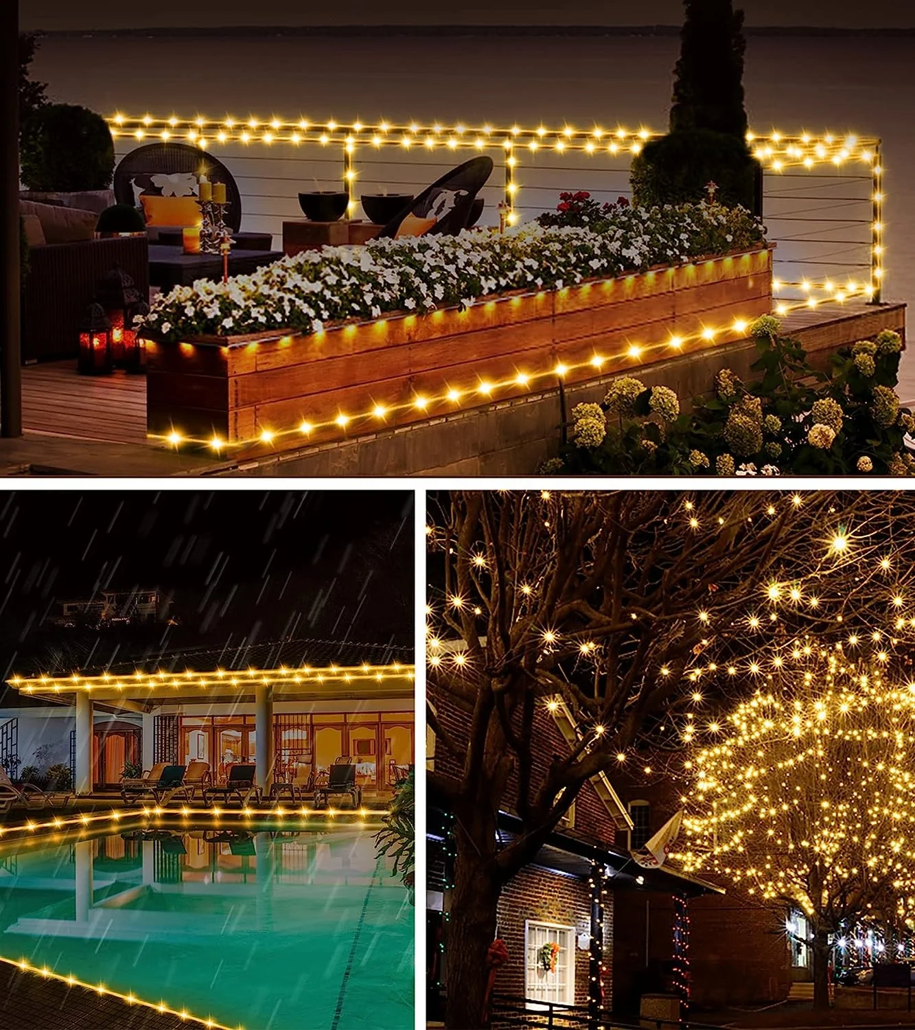 Waterproof led solar Copper Wire christmas tree lights string High Quality  Holiday Lighting Christmas outdoor Decoration