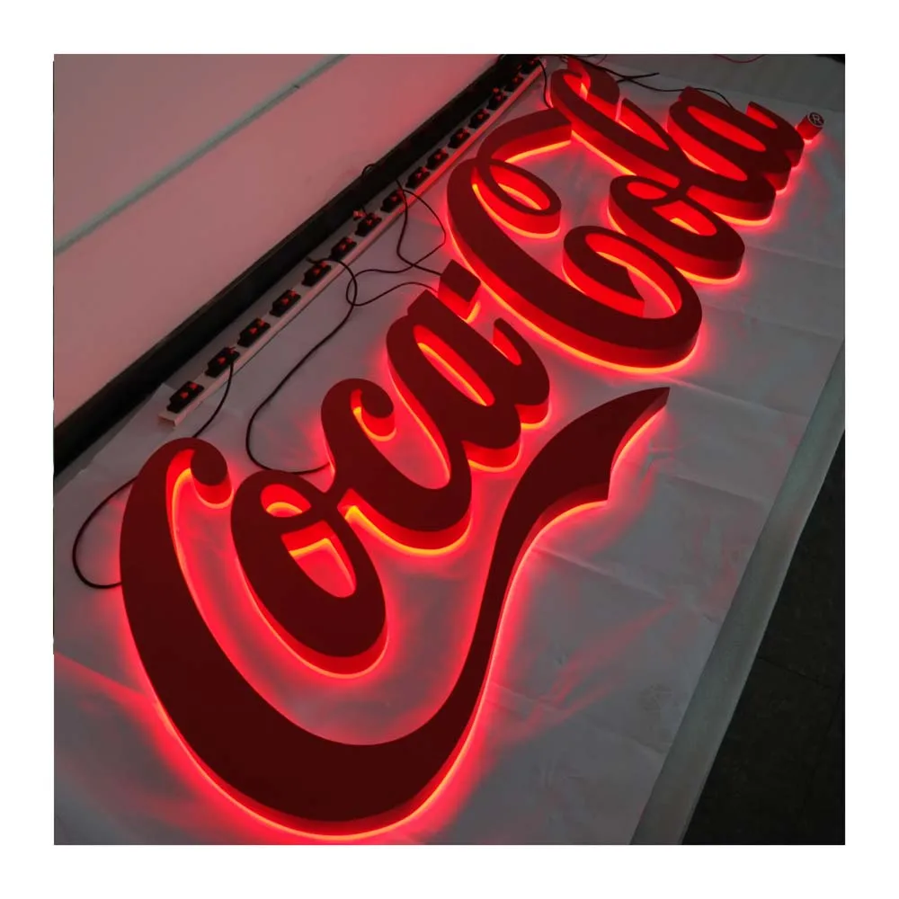 Custom metal stainless steel halo lit letter illuminated led backlit for office Company led wall sign