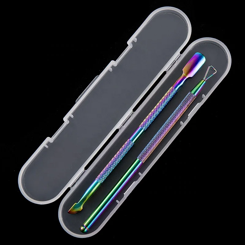 Nail Dead Skin Cuticle Pusher Stainless Steel Double End Nail Dotting Pen with Storage Box