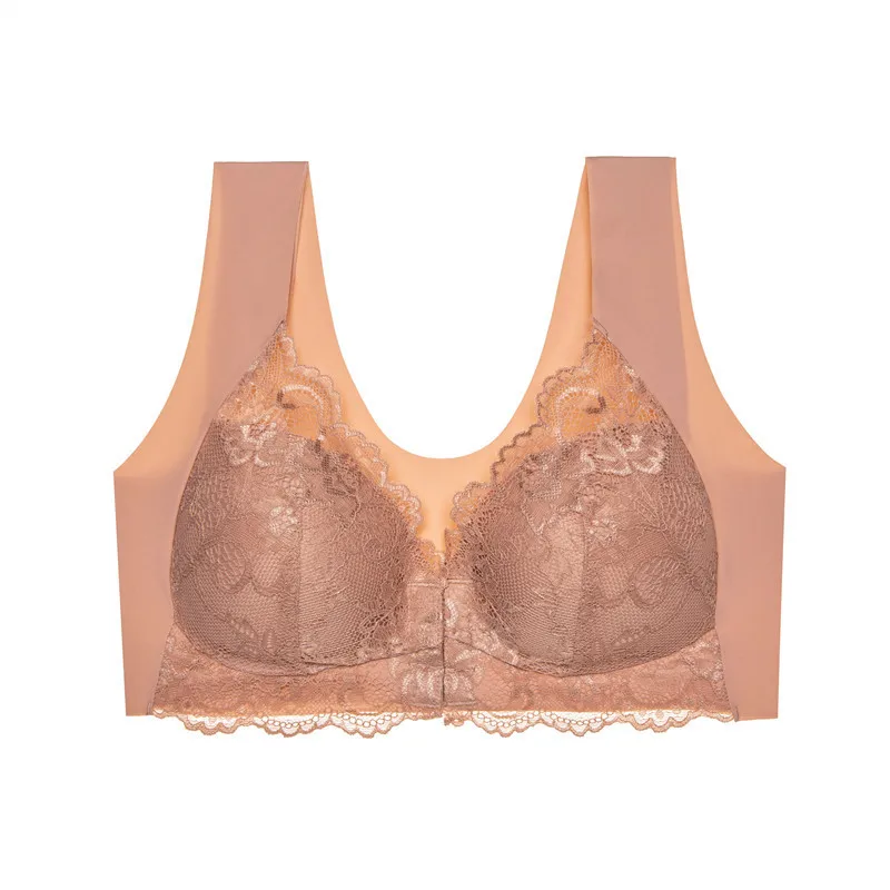 Hot Selling Full Back Push Up Wireless Bra Soft Women Plus Size Cotton Big Cup Front Closure Bras