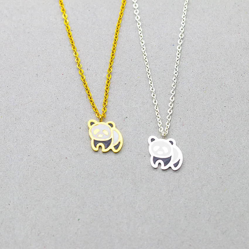 Popular Cute Chinese Panda Pendant Necklace Lover Necklace Stainless Steel Accessories