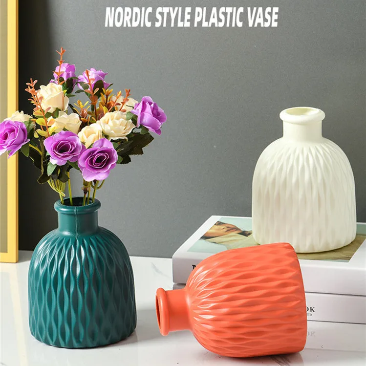 Modern Plastic Flower Vase Plant Artificial Flower Arrangement Container Ornament For Wedding Home Living Room Centerpiece Decor
