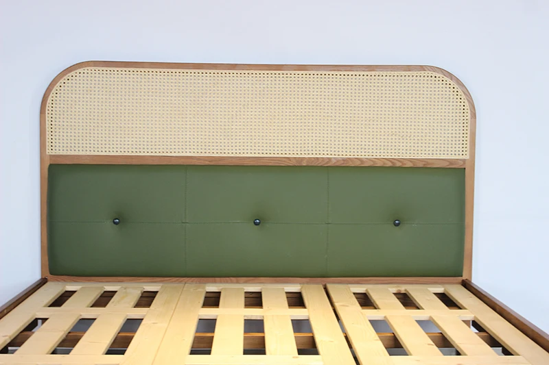 Оптовая продажа с фабрики, Скандинавская мебель для дома и спальни, кровать из цельной древесины, ротанговая тростниковая двойная кровать 1,5 м, 1,8 м
