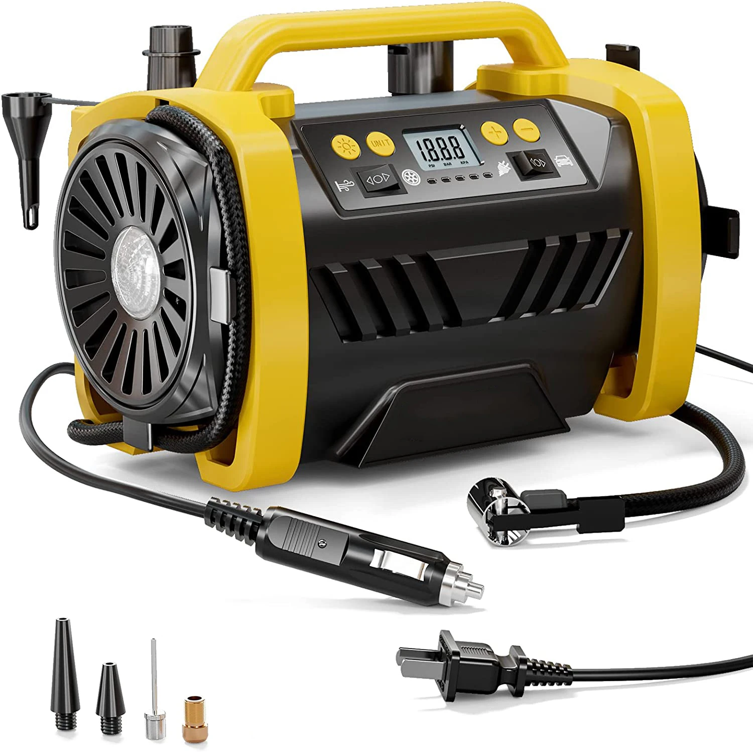 Air Compressor Tire Inflator AC/DC, Electric Digital Tire Pump for Car 12V and Home 110V, Portable Air Pump with Auto Shut-Off