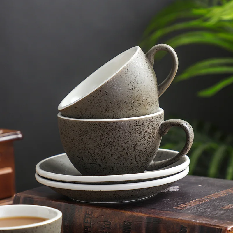 Retro modern style wholesale macchiato cappuccino espresso mug cup daily coffee shop ceramic tea cup with saucer