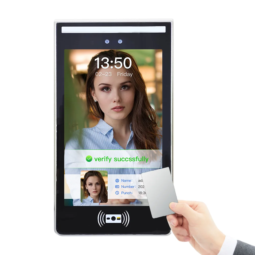 10.1 Inch Touch Screen Access Control Machine Scan QR Code And IC Card Attendance System 1080P