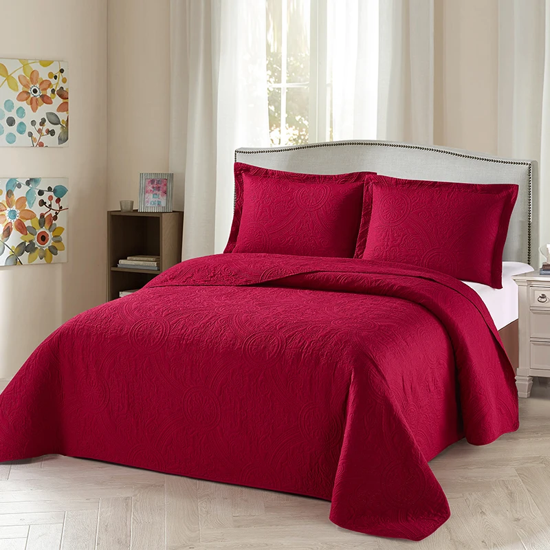 
Hot Selling Custom Textiles Bedding Sheet Set Coverlet Plain Ultrasonic Bedspread Quilted 
