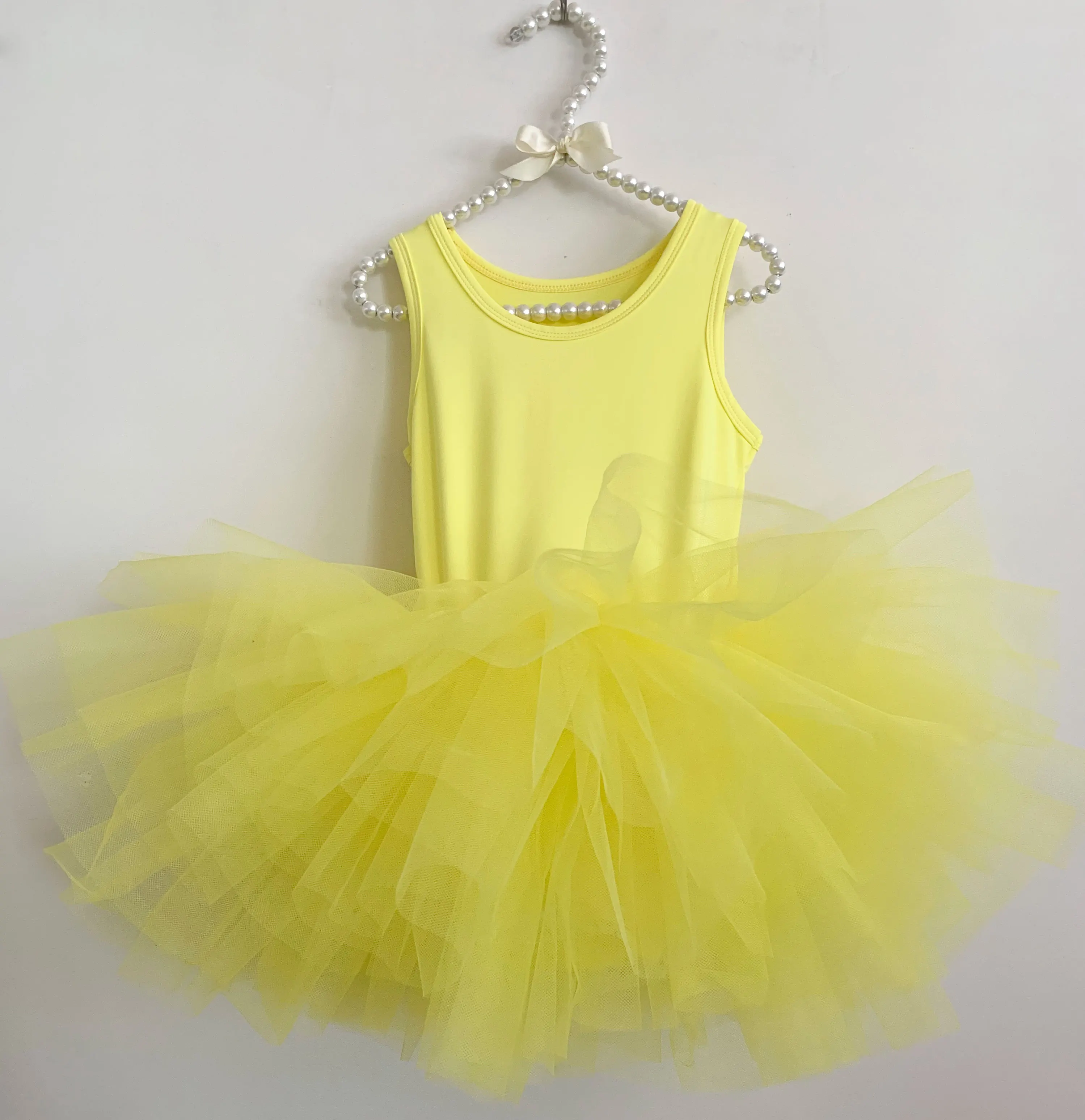 Wholesale Spring Summer Fancy Ruffle Party Children Girls Ballet Dance Dress Sleeveless Tutu Skirt