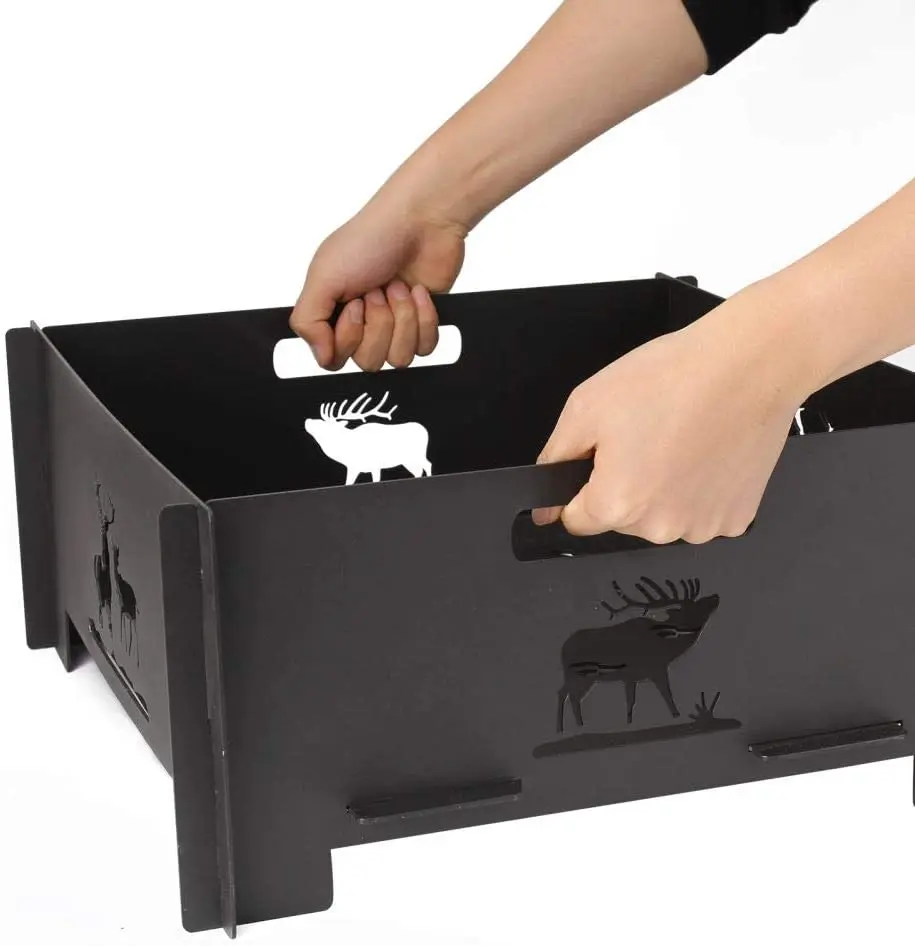 Factory wholesale 15.8 inch collapsible patio fire pit rings Outdoor camping wood burning metal fire pit liner