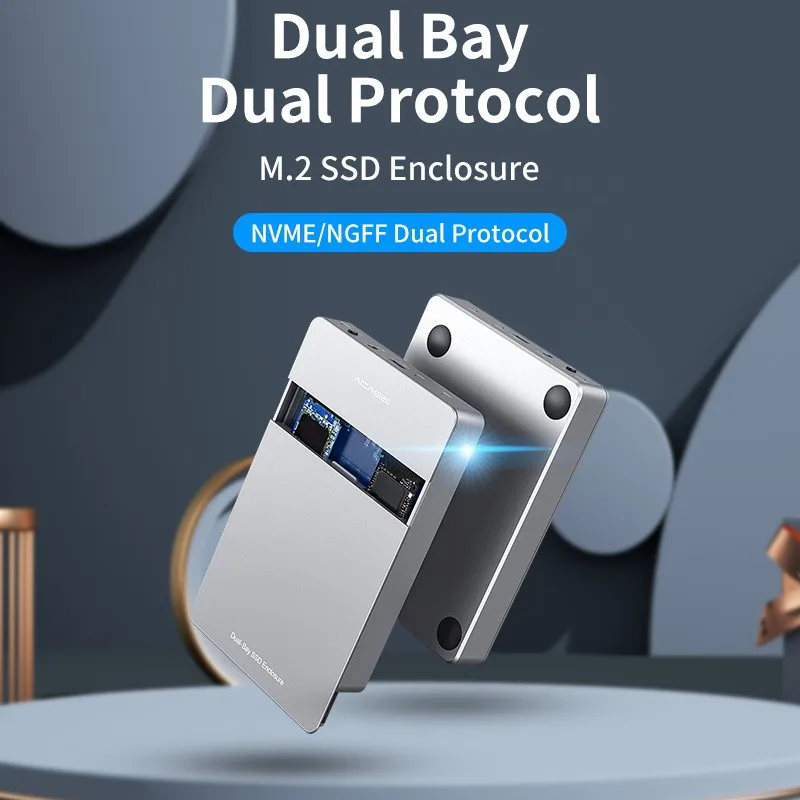 Корпус для SSD ACASIS Dual Bay M.2 с поддержкой M2 NVME NGFF SATA двухпротокольный SSD-диск PCIE M Key + B корпус жесткого диска USB C 10