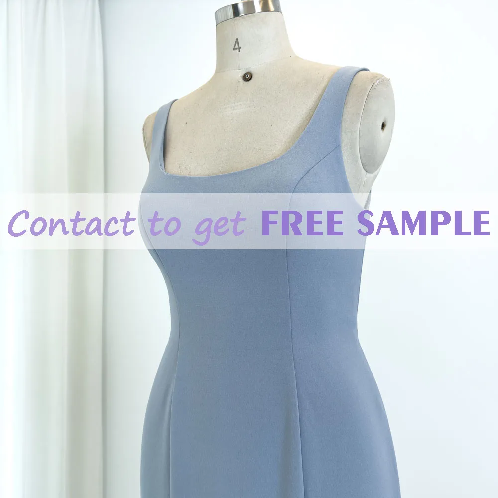 TEENYEE Modest Crepe Mermaid blush Pink Bridesmaids Dresses Royal Blue Corset Bridesmaid Dresses With Slit Mermaid